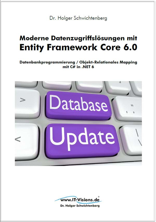 Buchcover Moderne Datenzugriffslösungen mit Entity Framework Core 6.0 (www.IT-Visions.de, 2021)