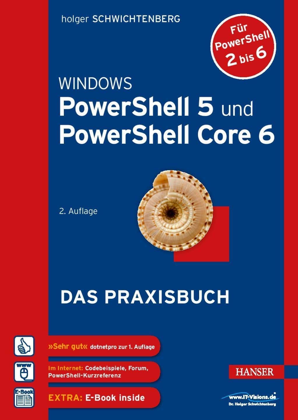Buchcover Windows PowerShell 5 und PowerShell Core 6 - Das Praxishandbuch (Carl Hanser Verlag, 2017)